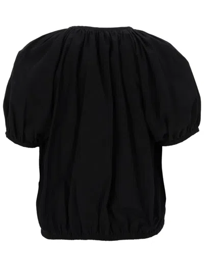 Pt Torino Black Solid V Neck Top In Black