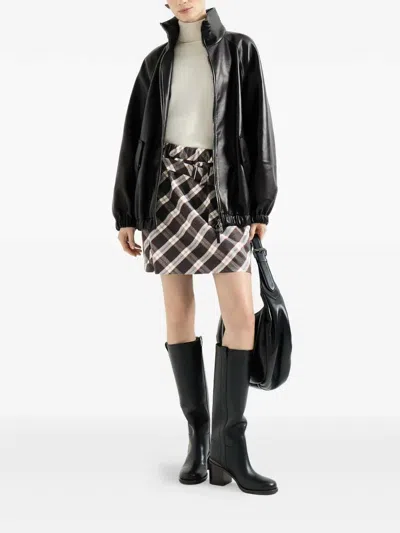 Brunello Cucinelli Leather Bomber Jacket In Black