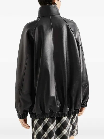 Brunello Cucinelli Leather Bomber Jacket In Black