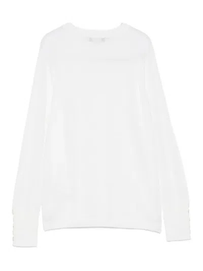 Alpha Studio Crew Neck Sweater In White