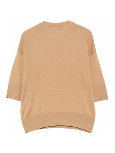 Alpha Studio Crew Neck Sweater In Beige