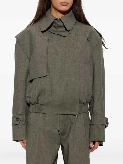 Christopher Esber Cropped Trench Jacket In Grey
