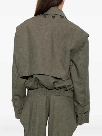 Christopher Esber Cropped Trench Jacket In Grey