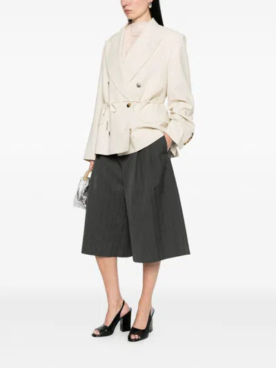 Dries Van Noten Oversized Double Breasted Blazer In Light Beige