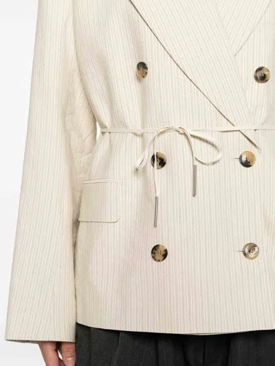Dries Van Noten Oversized Double Breasted Blazer In Light Beige