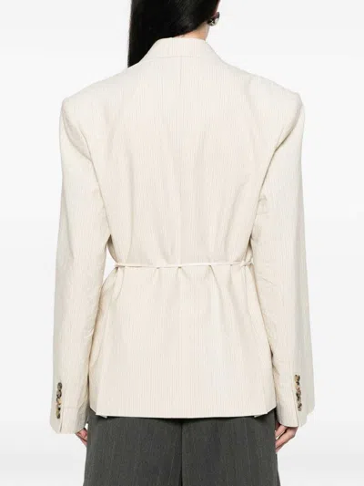 Dries Van Noten Oversized Double Breasted Blazer In Light Beige