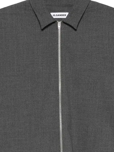 Jil Sander Zip-up Classic-collar Jacket In Gray