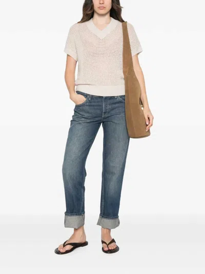 Peserico Sequin-embellished Open-knit Top In White