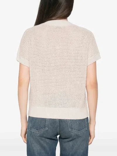 Peserico Sequin-embellished Open-knit Top In White