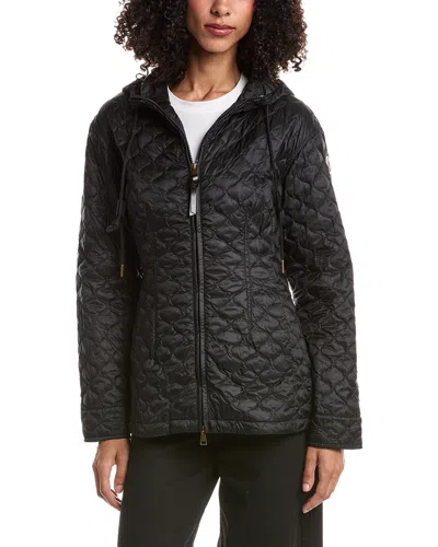 Moncler Arum Hooded Mid-length Down Jacket In Black