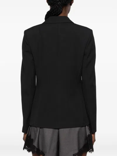 Pinko Black Double-breasted Blazer With Pockets In Black