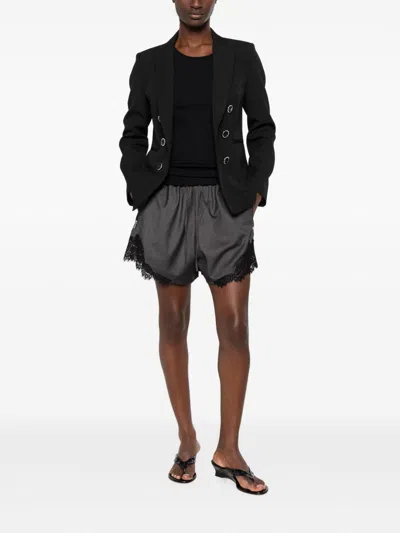 Pinko Black Double-breasted Blazer With Pockets In Black