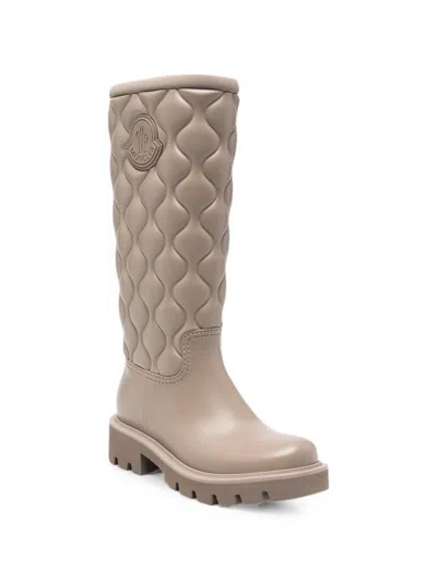 Moncler Kickstream Quilted Rubber Boots In Beige