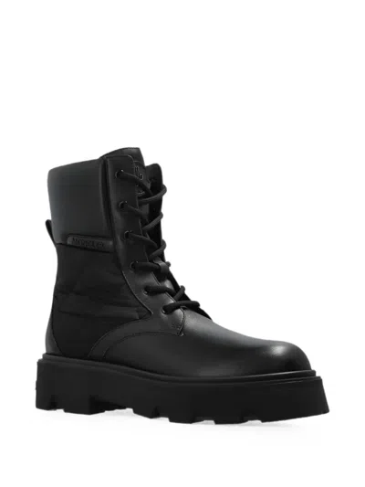 Moncler Aurea Waterproof Combat Boots In Black
