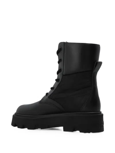 Moncler Aurea Waterproof Combat Boots In Black
