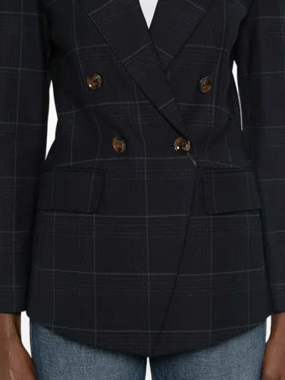 Marella Mllefedra Double-breasted Check-pattern Blazer In Black