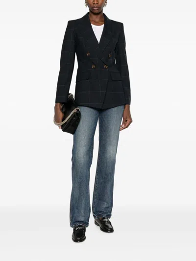 Marella Mllefedra Double-breasted Check-pattern Blazer In Black