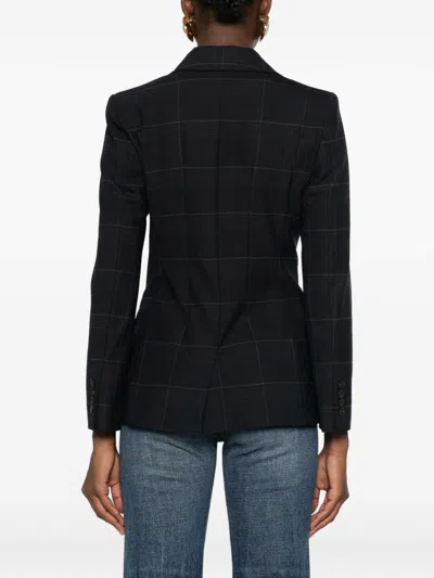 Marella Mllefedra Double-breasted Check-pattern Blazer In Black