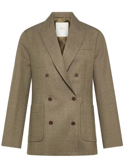 Cruna Structured Boxy Double-breasted Blazer In Gray