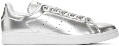 Adidas Originals Stan Smith Metallic Leather Sneakers In Silver