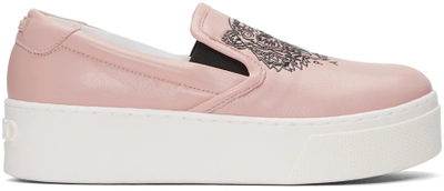 Shop Kenzo Pink K-py Tiger Platform Slip-on Sneakers In 09 Skin/white