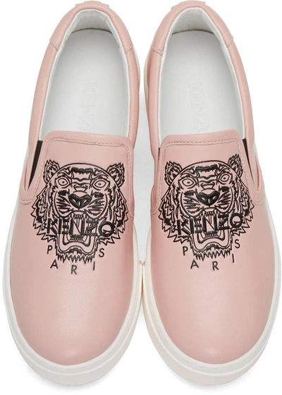 Shop Kenzo Pink K-py Tiger Platform Slip-on Sneakers In 09 Skin/white
