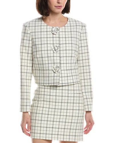 Milly Mika Plaid Crop Jacket In Neutral