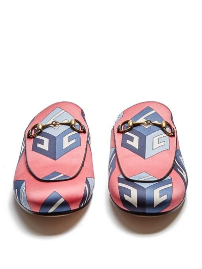Gucci Princetown Gg Wallpaper-print Satin Loafers In Pink Multi | ModeSens