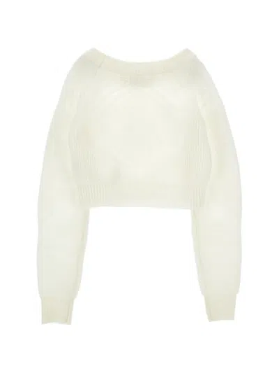 Ermanno Scervino Junior Diamond-pattern Cropped Sweater In White