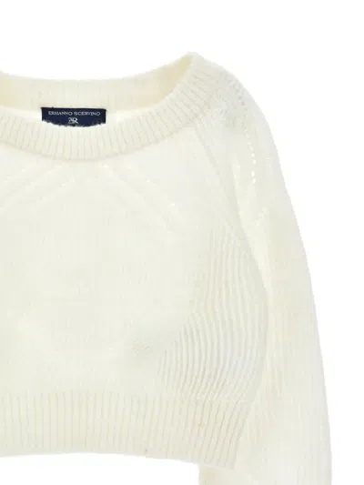 Ermanno Scervino Junior Diamond-pattern Cropped Sweater In White