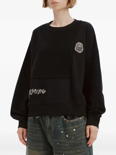 Fingercroxx Patchwork Logo-patch Sweater In Black