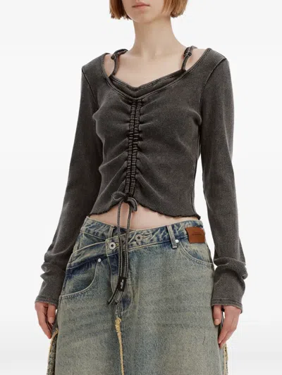 Musium Div. Ruched Layered-effect Top In Black