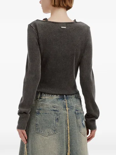 Musium Div. Ruched Layered-effect Top In Black
