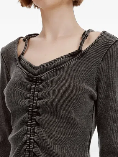 Musium Div. Ruched Layered-effect Top In Black