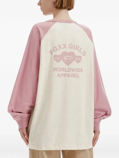 Fingercroxx Raglan-sleeve T-shirt In Neutrals