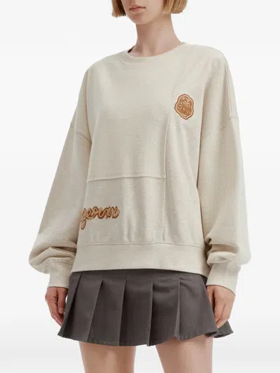 Fingercroxx Patchwork Logo-embroidered Sweater In Neutrals