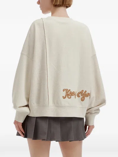 Fingercroxx Patchwork Logo-embroidered Sweater In Neutrals