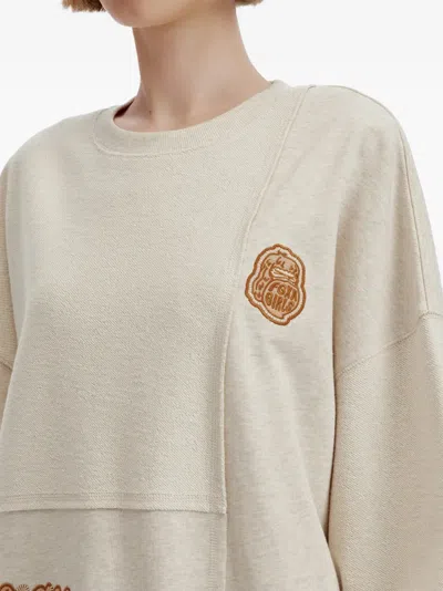 Fingercroxx Patchwork Logo-embroidered Sweater In Neutrals