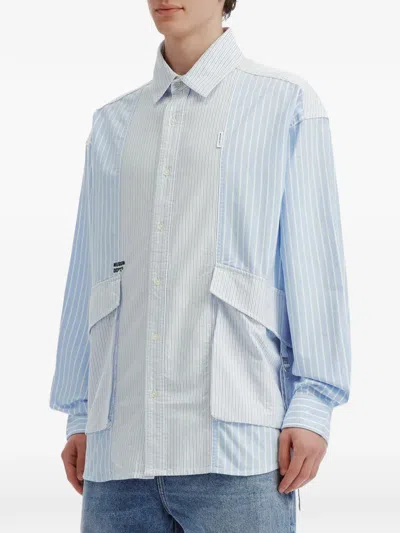 Musium Div. Patchwork Striped Shirt In Blue