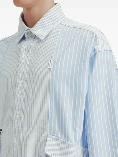 Musium Div. Patchwork Striped Shirt In Blue