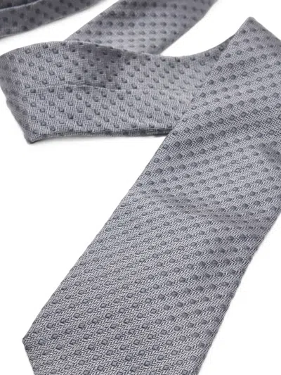 Brunello Cucinelli Geometric-pattern Silk Tie In Gray