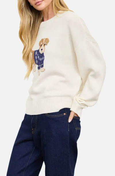 Blu Pepper Dog Pullover Sweater In White