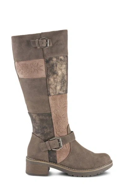 Patrizia By Spring Step Collage Faux Leather Tall Boot In Brown Multi