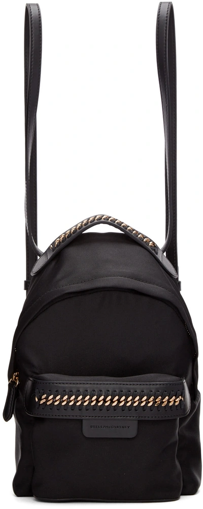 Stella Mccartney Eco-nylon Woven-trim Backpack, Black In Beige