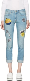 STELLA MCCARTNEY BLUE SURF PATCH SKINNY BOYFRIEND JEANS