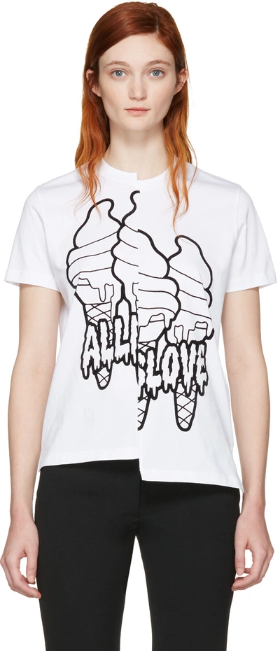 Stella Mccartney Ice Cream Printed White Cotton Asymmetric Cut T-shirt