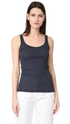 Vince Ribbed Scoop-neck Tank Top In Coastal Blue