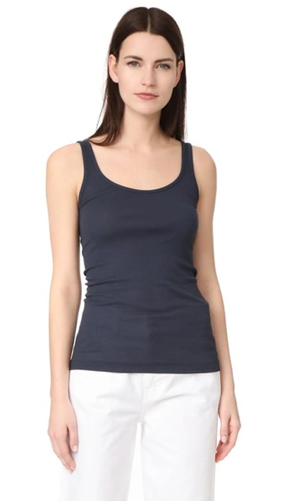 Vince Ribbed Scoop-neck Tank Top In Coastal Blue