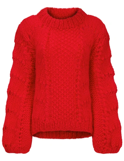 Ganni Fiery Red Mohair Knit Jumper