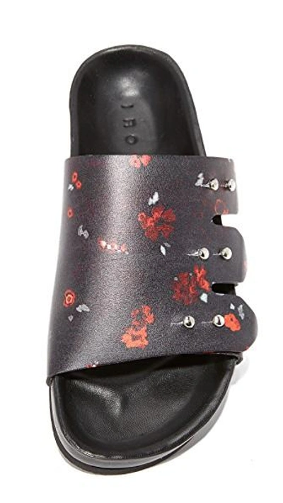 Shop Iro Birki Printed Sandals In Black/red